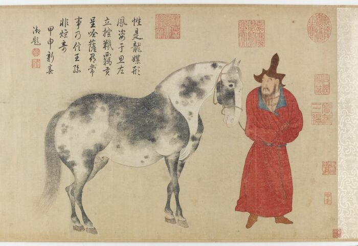 Лошадь и конюх, ручная роспись Чжао Юна, Китай, династия Юн, 1347 год. \ Фото: i.pinimg.com.