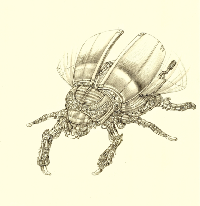 Metal Carapace Scarab Beetle. (Металлический панцирь. Жук-скарабей).  Автор рисунка: Marcomatic.