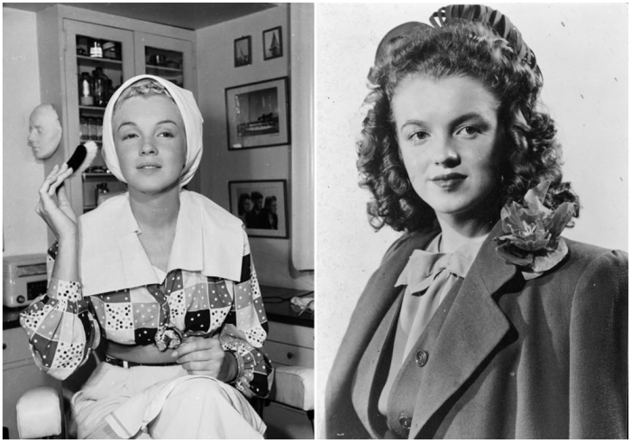 Слева: Рождение образа Мэрилин Монро, 1948 год. \ Справа: Подросток Норма Джин Мортенсон. \ Фото:   cosmopolitan.com.