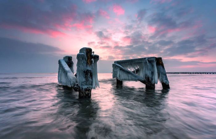 Розовый закат, Балтийское море. Автор: Michal Olech.