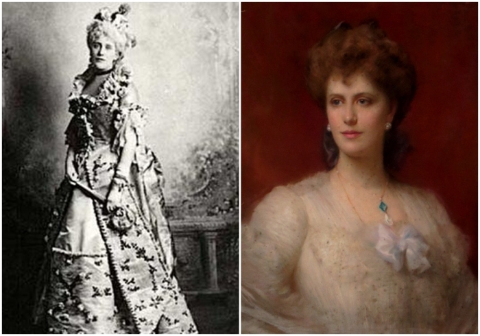 Слева направо: Алиса на костюмированном балу в замке Уорик в 1895 году. \ Алиса Кеппел.