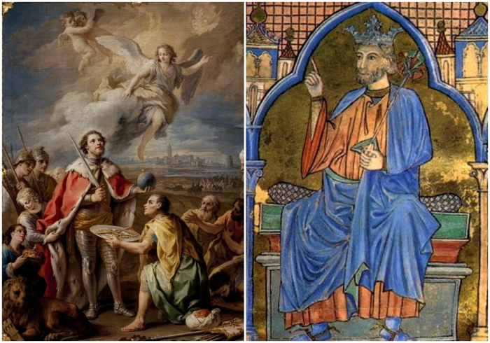 Слева направо: Севилья сдаётся королю Святому Фердинанду, Шарль-Жозеф Флипарт, вторая половина XVIII века. \ Король Кастилии Фердинанд III.