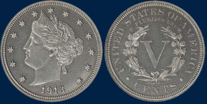 5 центов с изображением Свободы, 1913 год. \ Фото: sites.google.com.