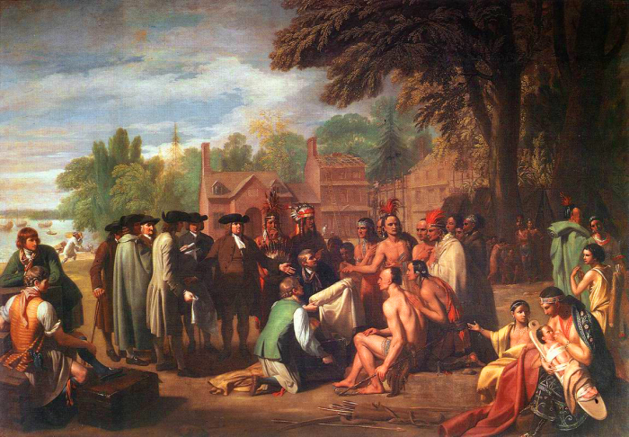 Договор Пенна с индейцами, картина Бенджамина Веста, 1827 год. \ Фото: familysearch.org.