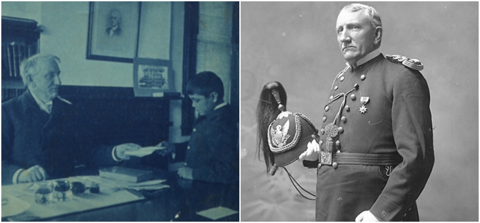 Слева направо: Генерал Ричард Генри Пратт и молодой ученик.\ Ричард Генри Пратт, основатель и директор Карлайлской школы, конец XIX-начало XX века.