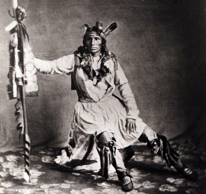 Вождь мдевакантонов Та-Ойате-Дута, известный как Воронёнок, 1857 год. \ Фото: bing.com.