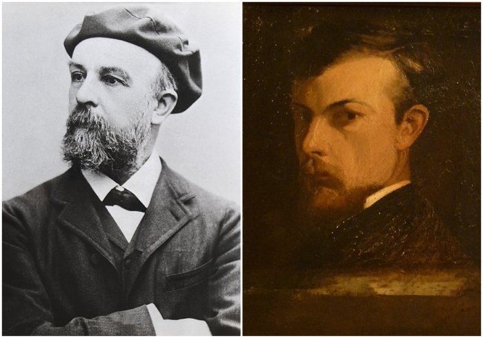 Слева направо: Одилон Редон, фотографический портрет. \ Одилон Редон, Автопортрет, 1867 год.
