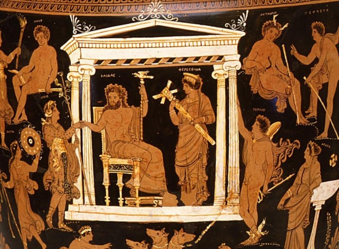 Погребальный сосуд с Дионисом в Подземном царстве, художник Дарий, 350-325 годы до н.э. \ Фото: google.com.