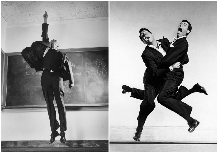 Слева направо: Американский физик Роберт Оппенгеймер, 1958 год. \ Дин Мартин и Джерри Льюис, 1951 год.