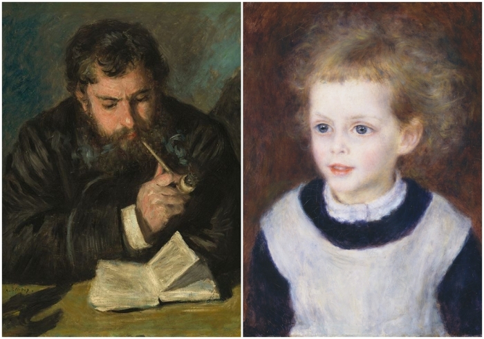 Слева направо: Клод Моне работы Пьера-Огюста Ренуара, 1872 год. \ Портрет Маргариты-Терезы  Берар (Марго), Пьер Огюст Ренуар, 1879 год.