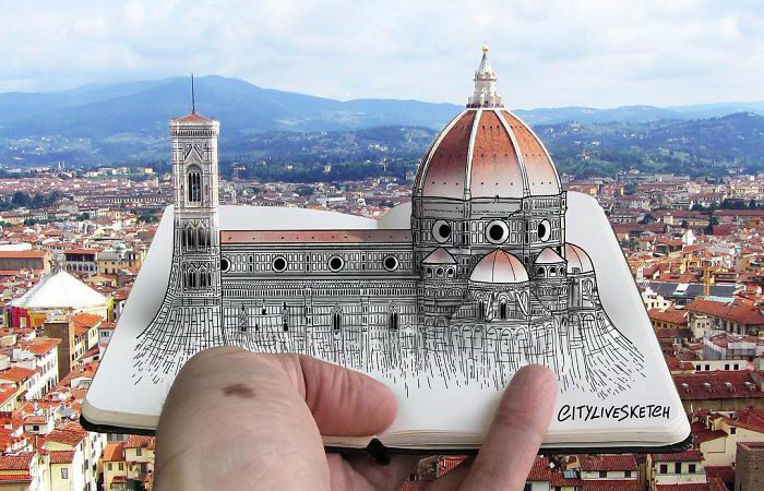 Где-то между рисунком и реальностью: Флоренция, Италия. Автор: Pietro Cataudella.