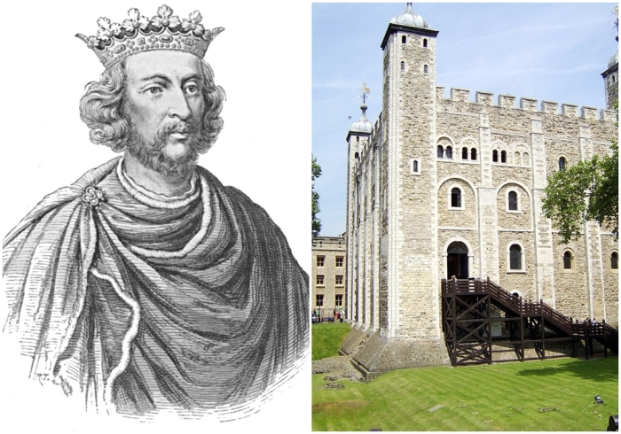 Слева: Король Англии Генрих III. Справа: Белая Башня. \ Фото: yandex.ua.