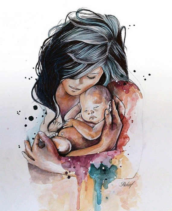 Материнская любовь и забота. Автор: Rahaf Dk Albab.