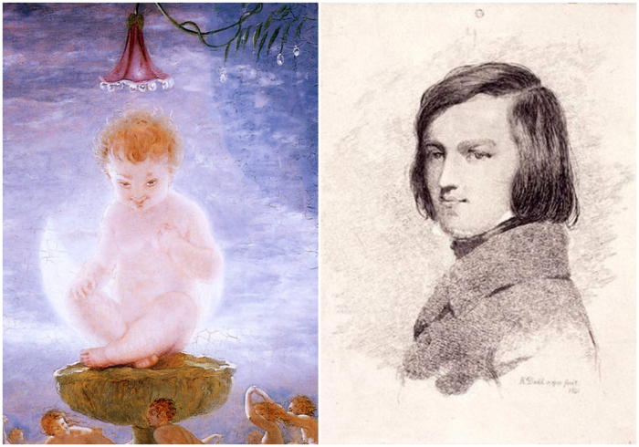 Слева направо: Фрагмент картины Пак, Ричард Дадд, 1841 год. \ Ричард Дадд (Автопортрет).