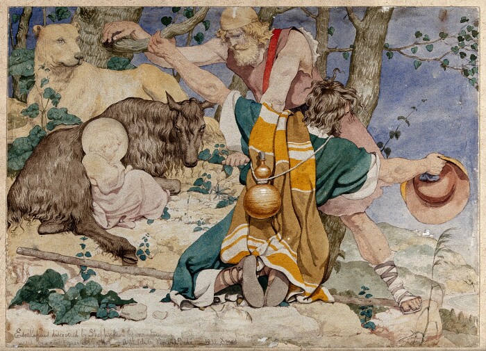 Младенец Эскулап, обнаруженный пастухами в горах, Ричард Дадд. \ Фото: wikipedia.org.