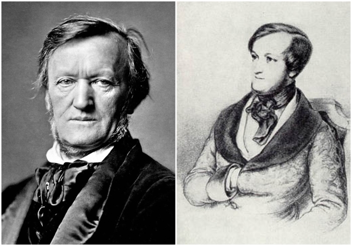 Слева направо: Рихард Вагнер, 1871 год. \ Вагнер в молодости, около 1840 года.