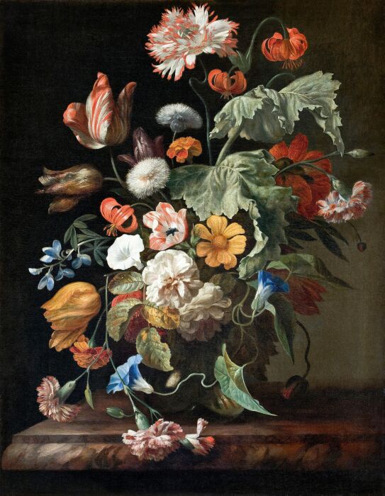 Натюрморт с цветами. Рашель Рюйш, 1750-е годы.  Фото: line.17qq.com.