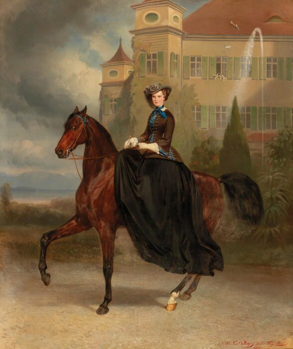 Императрица Елизавета Австрийская верхом на лошади в Поссенхофене. \ Фото: azra.ba.