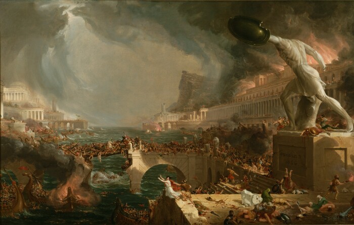 Курс империи, разрушение, Томас Коул, 1836 год. \ Фото: mocah.org.