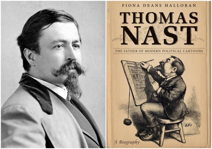 Слева направо: Томас Наст. \ Томас Наст: Отец современных политических карикатур, книга Фионы Динс Халлоран.