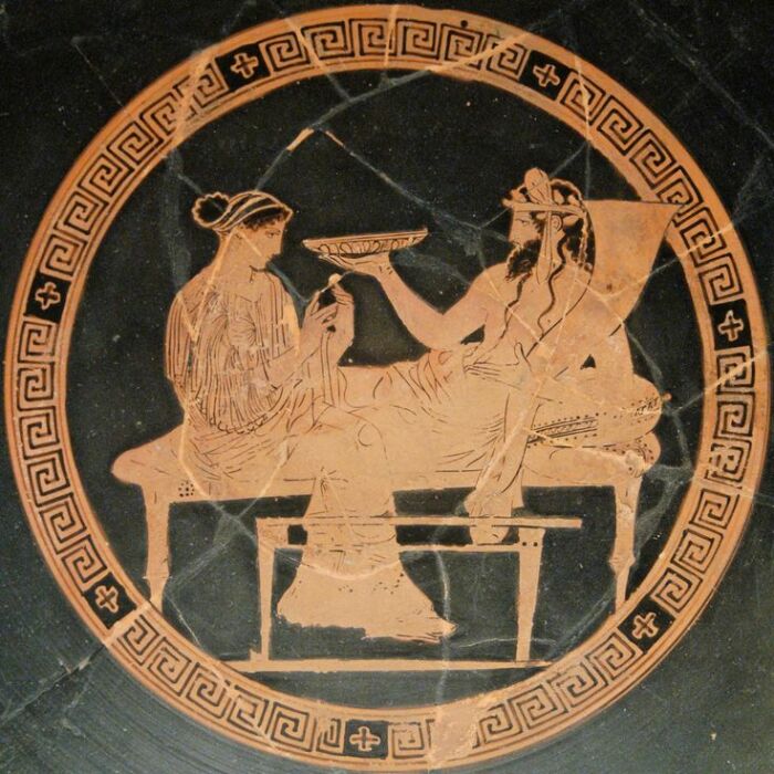 Персефона в Аиде, медальон аттического киликса, около 440-430 гг. до н. э. \ Фото: i.pinimg.com.
