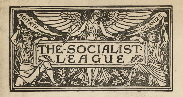 Манифест Социалистической лиги (подробности из дизайна книги), Уильям Моррис и Эрнест Белфорт Бакс, 1885 год. \ Фото: wordpress.com.