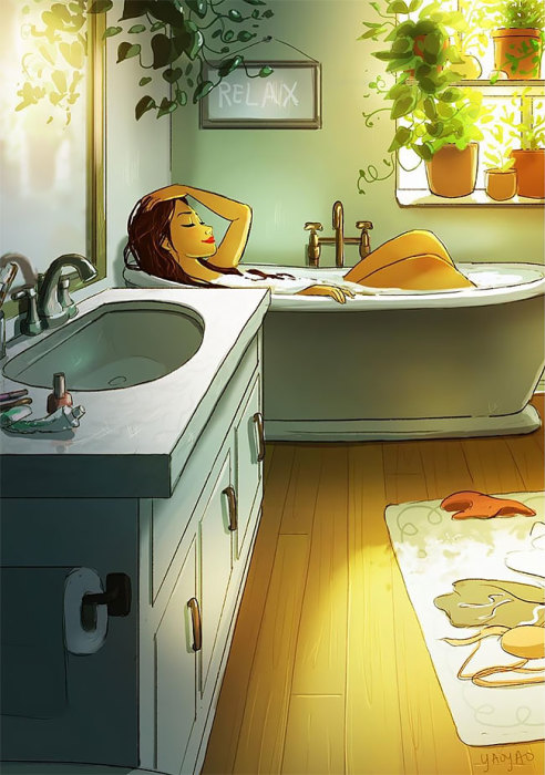 Целый день нежиться в ванной. Автор: Yaoyao Ma Van.
