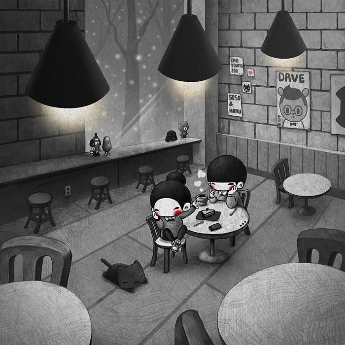 Вечер в уютном кафе. Автор: Young Joo Kim.