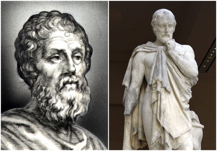Слева направо: Портрет Фидия. \ Статуя Фидия - божественный скульптор.