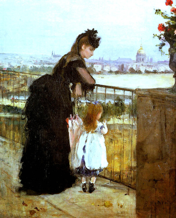 Женщина и ребёнок на балконе, Берта Моризо, 1872 год. \ Фото: conniejjasperson.com.