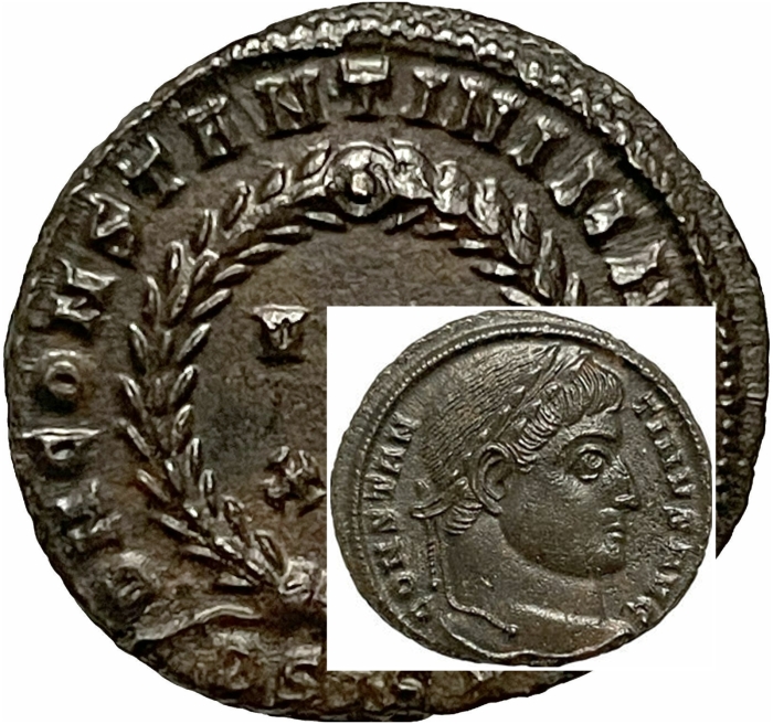 Монета с изображением Константина Великого.
