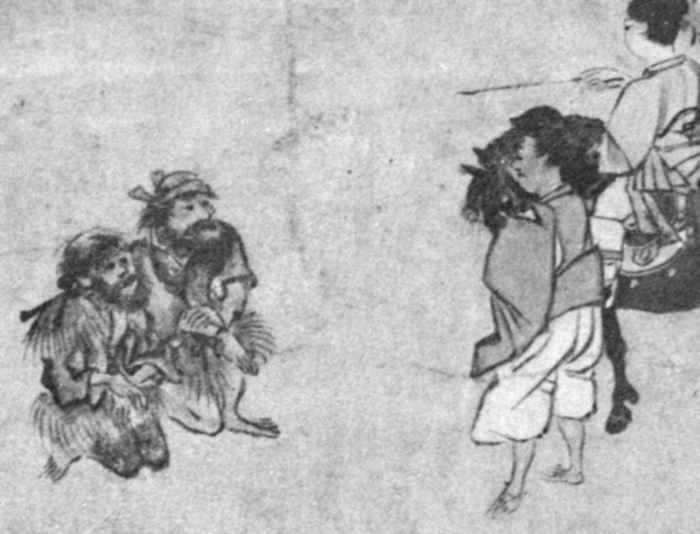 Эмиси отдаёт дань принцу Сётоку, создано в 1324 году по мотивам Shotokutaishi e-den e-maki (1069 год). \ Фото: google.com.