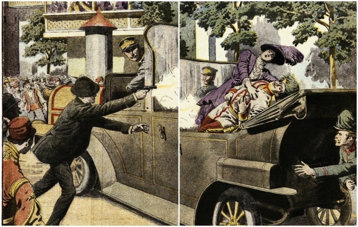 Убийство австрийского эрцгерцога Франца Фердинанда, фрагменты иллюстрации.