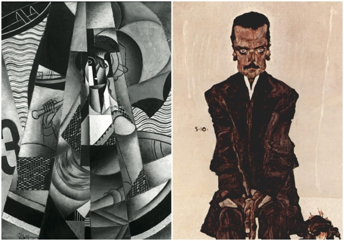 Слева направо: Эн Канот, Жан Метцингер, 1913 год. \ Портрет Эдуарда Космака, Эгон Шиле, 1910 год.