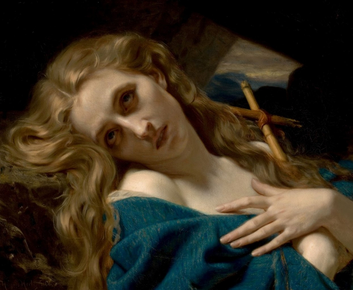 Хьюз Мерле (Hughes Merle) — «Мария Магдалина в пещере» (Mary Magdalene in the Cave), 1868 год. 