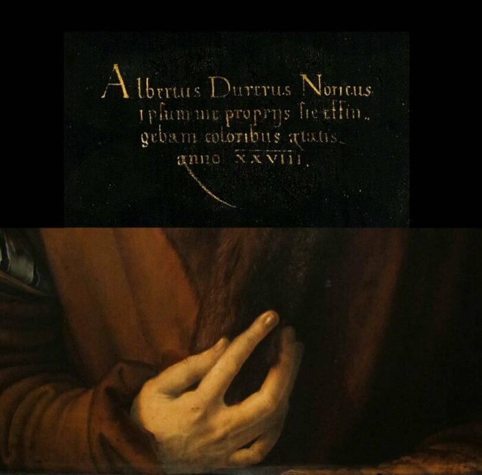 Детали с автопортрета Альбрехта Дюрера, 1500 год. \ Фото: google.com.