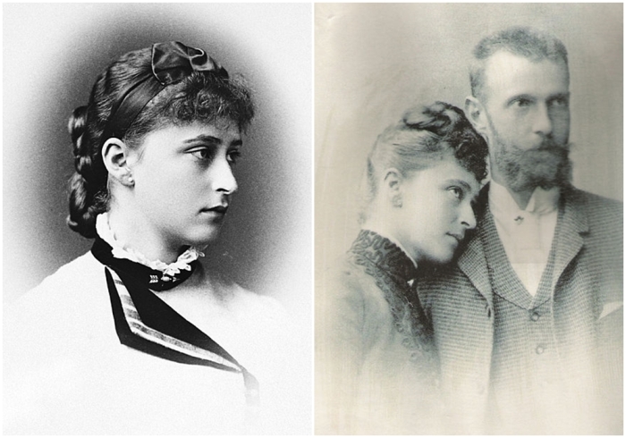 Слева направо: Елизавета Гессенская, 1883 год. \ Елизавета и её муж Сергей.