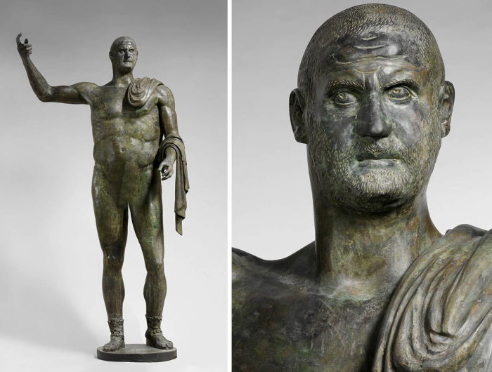 Бронзовая статуя, идентифицированная как император Требониан Галл, 251-3 гг. н. э. \ Фото: metmuseum.org.