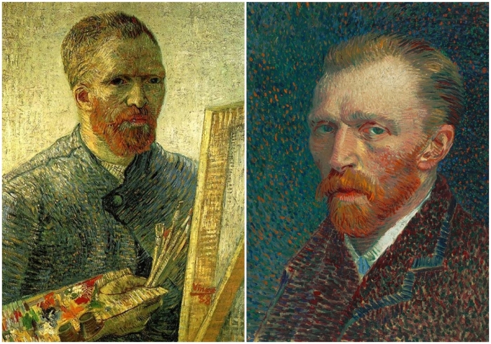 Слева направо: «Автопортрет. Как художник», 1888 год. \ «Автопортрет», 1887 год.