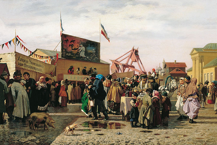 А. Попов. Балаганы в Туле на Святой неделе. 1873