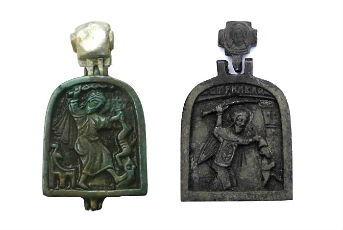 Двухсторонние иконки-энколпии с изображением Никиты бесогона, XV-XVI вв.