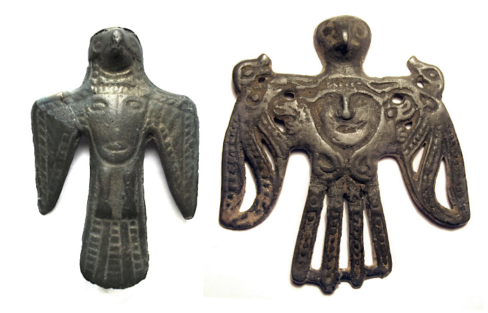 Бронзовая птица — средневековый потомок кулайских пластин. Подобные изображения во второй половине 1-го тыс. н. э. становятся популярным сюжетом таёжного искусства.