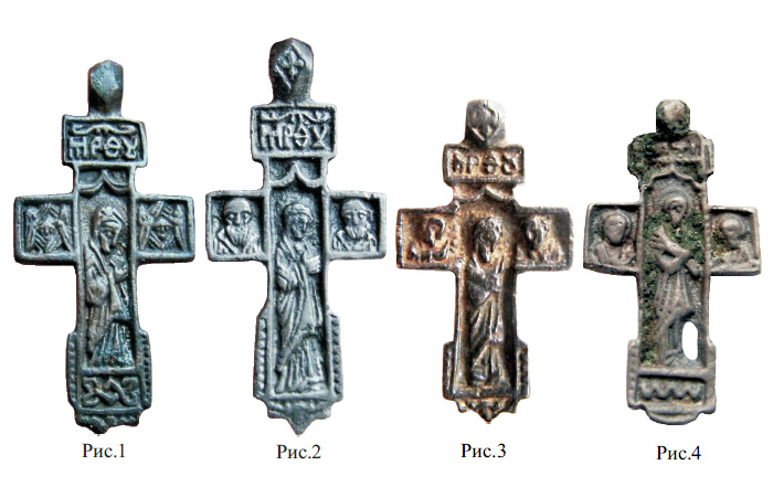 Нательные килевидные кресты XV - XVI веков с образом Богородицы