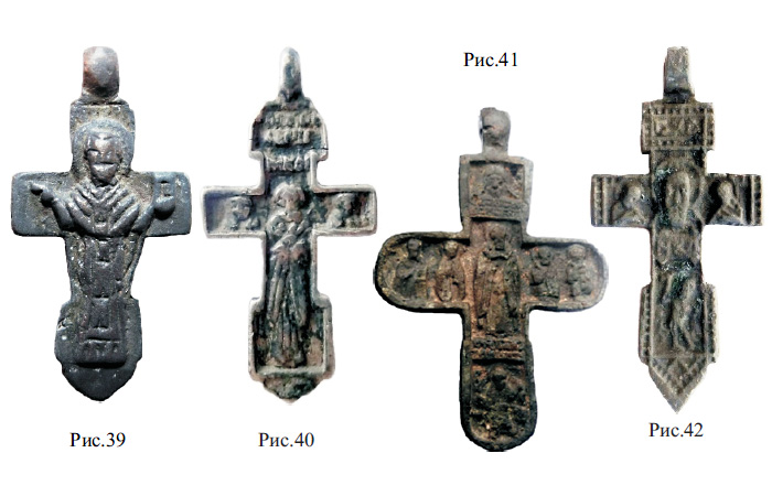 Нательные килевидные кресты XV - XVI вв c изображением ростовой фигуры святого Николая Угодника