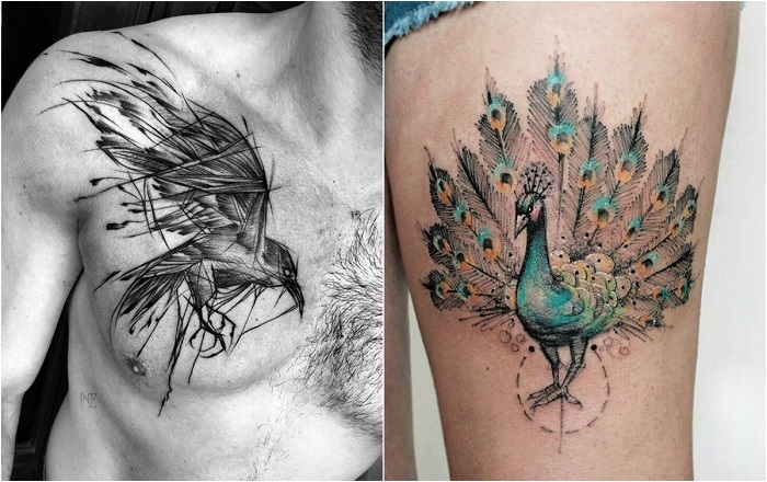 Татуировки с изображением птиц.