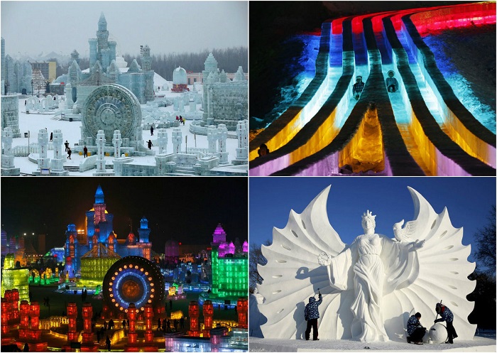 Удивительные скульптуры представленные на фестивале льда и снега в Харбине.