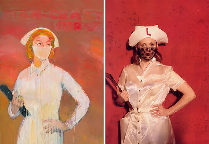 На создание картин с медсестрами американского художника Ричарда Принса натолкнули обложки женских любовных романов.