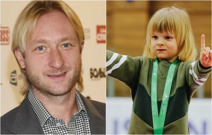 Прославленный фигурист, двукратный олимпийский чемпион Евгений Плющенко и его 5-летний сын Александр.