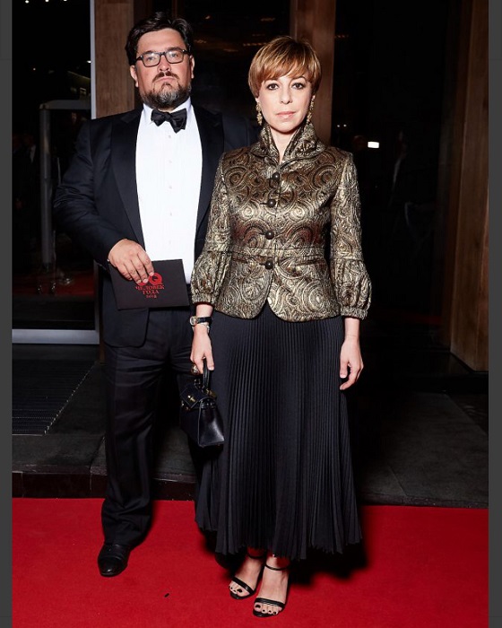 Гости вечера, российская журналистка и телеведущая Марианна Максимовская с мужем, на вручении премии «Человек года-2018».