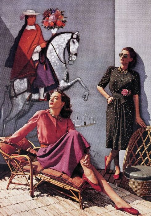 Модели Лиз Гиббонс и Бижу Баррингтон на страницах журнала «Harper's Bazaar».